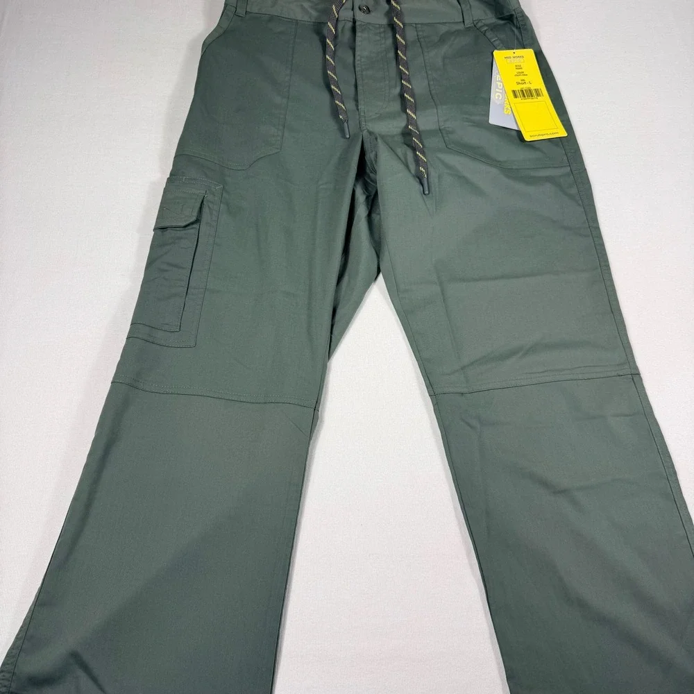 Med Works Epic Cargo Scrub Pants Large Short Olive Green Stretch 9500S